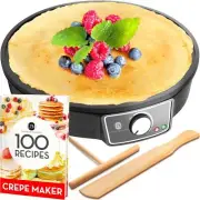 Electric Crepe Maker 12 Inch Nonstick Griddle with Recipe Book and Spatula