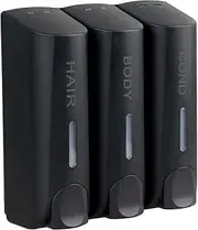 ILIKEPOW 3 Soap Dispensers Manual Soap Dispenser Wall Mount for Shower Gel Shampoo Conditioner Liquid Soap Matt Black 350 ml