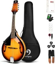 LEFT-HANDED Mandolin Musical Instrument, Acoustic 8 String Mandolin A Style for
