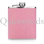 Pink Glitter Bling Stainless Steel Hip Drinking Liquor Flask 7oz