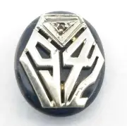 Antique Deco Oval Shaped Onyx 14k White Gold 1942 Insert Stone Diamond #S309