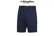 KingGee Mens Stretch Cargo Shorts Work Flat Front Safety Belt Loops Phone K07005