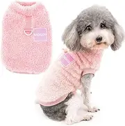 Zunea Fleece Dog Jumper Winter Warm Sweater Jacket Coat for Small Dogs Soft Fuzzy Puppy Clothes with D-Ring for Harness Leash Pullover Cold Weather Pet Girl Boy Apparel for Chihuahua Cats Pink L