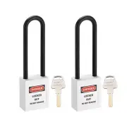 Lockout Tagout Locks 3 Inch Shackle Key Alike Safety Padlock Plastic White 2pcs
