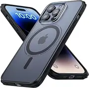 2023 Shockproof Case Designed for iPhone 14 Pro Mag Safe - [Super Protective but Slim Case][Corner Drop Protection], Magnetic Translucent Frosted Case, Thin Apple 14 Pro Case, Black Guardian Series