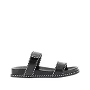 [EMPORIO ARMANI] EMPORIO ARMANI Nappa leather double-strap slides Woman 39 39 Black