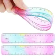 2pcs Flexible Ruler - 8 inch Bendable, Soft Plastic Shatterproof Straight