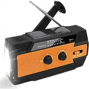HAOPINZHI Multifunctional Wind Up Emergency Crank Radio，4000mAh-Solar Hand Crank Portable AM/FM/NOAA Weather Radio with 1W Flashlight&Motion Sensor Reading Lamp HAOPINZHI