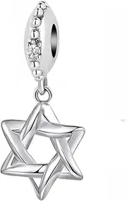 [LAMOONY] Wish Star Charm 925 Sterling Silver Hexagram Charm David Religion Charm fit for Bracelet