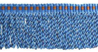 Bullion Fringe Trim with Woven Header, Color# VL09 - Blue [18 Yards]