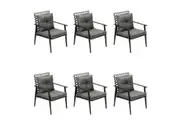 Livsip 6x Outdoor Rattan Chairs Armchair Black
