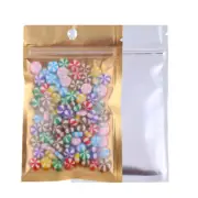 100/200/500 Translucent Gold Mylar Foil Resealable Zip Seal Lock Hang Hole Bags