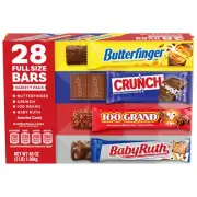 , CRUNCH, Baby Ruth and 100 Grand, Bulk 28 Pack, Assorted Full Size Chocolate Ca