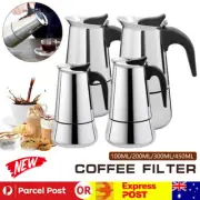 2/4/6/9-Cup Coffee Maker Moka Percolator Stove Top Espresso Latte Stainless Pot