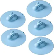 Sink Strainer 5pcs Silicone Sink Plug Silicone Sink Cover Bathtub Stopper for Bathroom Blue