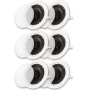 Acoustic Audio HTI6c Flush Mount In Ceiling Speakers with 6.5" Woofers 3 Pair