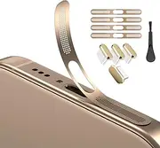 USB C Dust Plug, Phone Speaker Mesh and Anti Dust Port Cover, Phone Accessories for iPhone 16/16 Plus/16 Pro/iPhone 15/15 Pro Phone Speaker Dust Cover with Cleaning Brush & Clean Alcohol Pack (Gold)