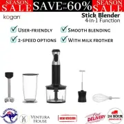 Kogan 4-in-1 Stick Blender Set Kitchen Food Chopper Puree Whisk Milk Frother New