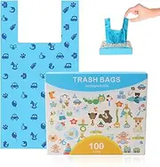 Mavere Odor Sealing Cat Litter Poop Clump Pick-Up Bags with Handles Scoop Tie Bags Dog Waste Bag, Leak Proof Pet Disposal, Unscented, 100 bags