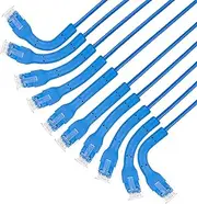 FlexiBoot Slim Cat6 Ethernet Network Patch Cable – 10-Pack - 10Gbps & 250MHz, Flexible Bendable Boot, 32AWG Pure Bare Copper Wire, Gold-Plated Contacts - 2ft, Blue