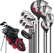 Jaffick Complete Golf Club Sets for Men 12 Piece includes Golf Driver #3 Fairway Woods, 4 & #5 Hybrid, 6-9 Irons, Pitching & Sand Wedge, Putter and Golf Stand Bag