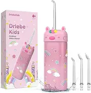 DrlebeKids Water Flosser for Kids Pick Teeth Cleaner, Kids Flosser Cordless for Braces & Teeth Cleaning, Portable Waterproof Oral Irrigator with 3 Flossing Modes for Aged 5+ Children, Gifts for Girls