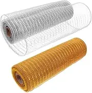 2 Rolls of 10 Yard Mesh Ribbon Wreath Making Christmas Tree Adornments Soft Plastic Mesh for DIY Crafts Festive Decorations