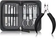 Manicures, Pedicure Kits, Nail Clippers, Nail Clipper Pedicure Kit 10 Piece Stainless Steel Manicure Set Nail Clipper Nail Care Tool with Portable Travel Case (Black/Brown) Professional Grooming Kits