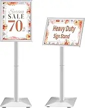 VAIIGO Heavy Duty Sign Holder Poster Stand, Adjustable Menu Display Stand Floor Standing Sign Holder with Cast Iron Base for Poster, Menu, Ads, Sales, Notice, Signage Display Stand (A3, Silver)