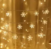 Christmas Decorations Lights, 20 Ft 40 LED Snowflake String Lights Battery Op...