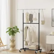 2 Rod Artiss Clothes Rack Heavy Duty Adjustable Garment Rail Wheels