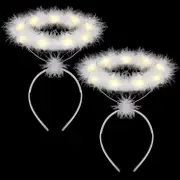 2 Pack Light Up Angel Halo Headband Led White Feather Headband Angel Halo Headband For Christmas