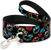 Dog Leash Ninja Turtles Electric Expressions Turtle Shells Black Neon 6 Feet Long 0.5 Inch Wide