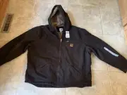Men's Carhartt J141 DKB Sherpa Lined Dark Brown Irregular Jacket 2XL