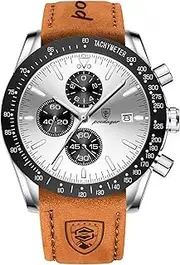 [Generic] Men's Chronograph Quartz Watch with Luminous Display, 30M Waterproof Sport Wristwatch with Silicone Band, Multifunctional Analog Dial