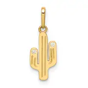 14K Yellow Gold Cactus Cz Pendant