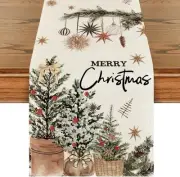 Artoid Mode Xmas Trees Holly Pine 13" x 120", Table Runner, Beige