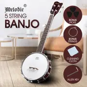 Melodic 5 String Banjo Beginner Banjo Music Instrument w/ String Picks 20 Frets 12 Brackets