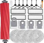 YBVABE Q Revo Replacement Parts for Roborock Q Revo Robot Vacuum 22Pack Q Revo Vacuum Cleaner Accessories Kits, 1 Main Brush, 6 Mop Pads, 6 Vacuum Dust Bags, 6 Balck Side Brush, 4 Filters