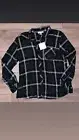 Beach Lunch Lounge Size Medium Plaid Rayon Button Up Long Sleeved Blouse New WT