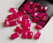 8x12mm Pink Chalcedony, Emerald Cut Hot Pink Chalcedony Cut Stones