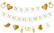 Happy Engagement Banner Engagement Party Decorations Bachelorette Party Banner for Bride Proposal Sign Just Engaged Decorations Wedding Backdrops