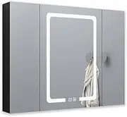 LED Illuminated Bathroom Mirror, Aluminum Wall Cabinet, Backlit Anti-Fog Bathroom Mirror, Double-Sided Mirror, Vanity Mirror, Bathroom Wall Mirror