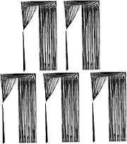 Cabilock 5pcs Glitter Tinsel Curtains Shiny Fringe Backdrop for Birthday Festival Party Decorations Wide High for Photo Booth Event Atmosphere Enhancement