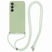 Compatible For Samsung Galaxy S23 FE Case Fiber Lining TPU Back Cover with Long Lanyard Green