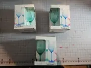 Vintage Luminarc France Vive Turquoise Wine Glasses-3 Boxes- Set of 4 12 Total