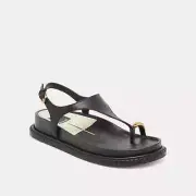 NIB Dolce Vita Women's Stefan Leather Strappy Sandal in Black
