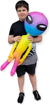 36" Rainbow Alien INFLATE (Vinyl) Inflatable Huge Alien Figures Hang Tag