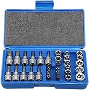 34 pcs E Torx Socket Set 3/8" 1/4" Drive Star Hex Bit External Torque Tool