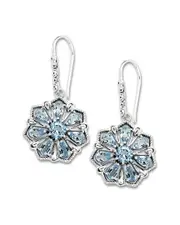 Samuel B. Silver 7.14 ct. tw. Blue Topaz Flower Earrings